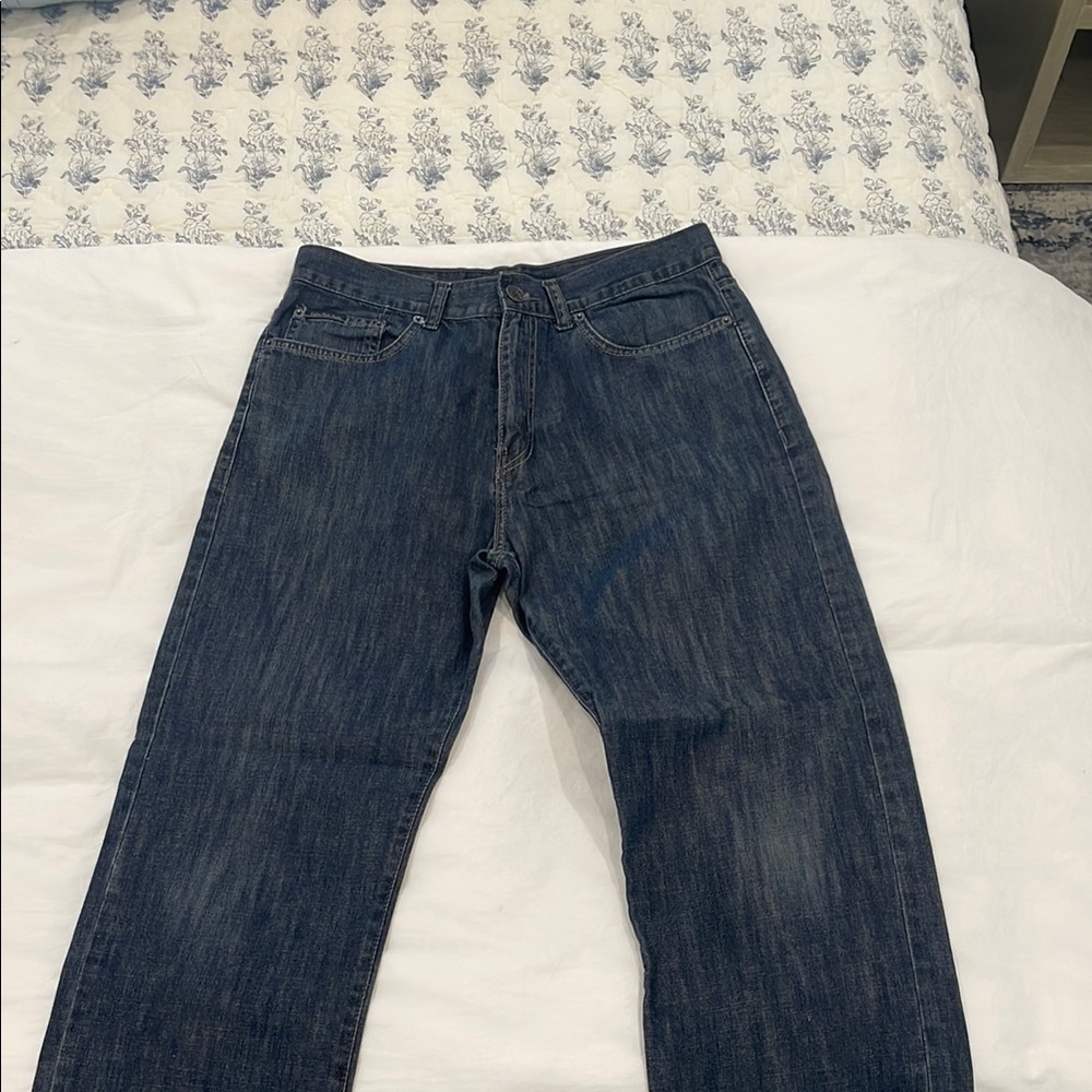 Calvin Klein Blue Straight Jeans with Classic Indigo Wash
